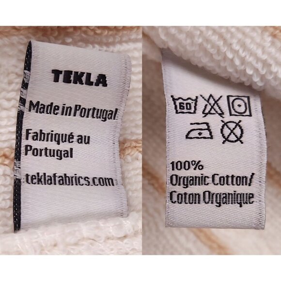 Tekla Terry Bathrobe Size S Unisex Sienna Stripes Missing Belt $170 - Picture 12 of 12